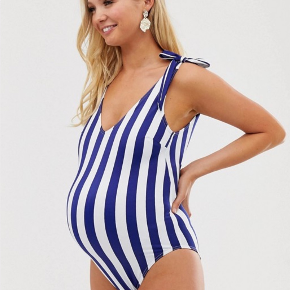 NWT ASOS maternity striped swimsuit size 6
